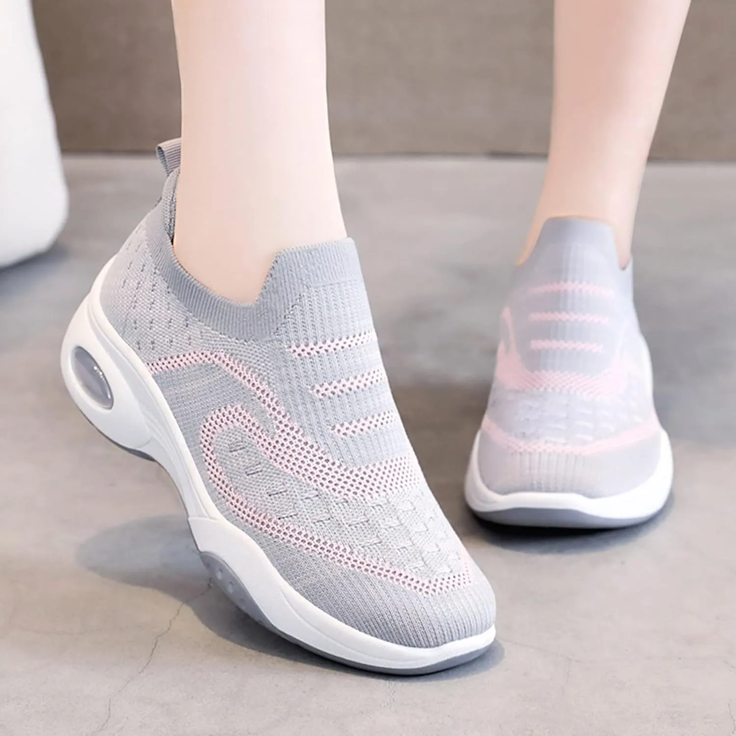 Women Running Shoes Athletic Tennis Sneakers Air Cushion Walking Shoes Lightweight Breathable Sneakers Workout Shoes