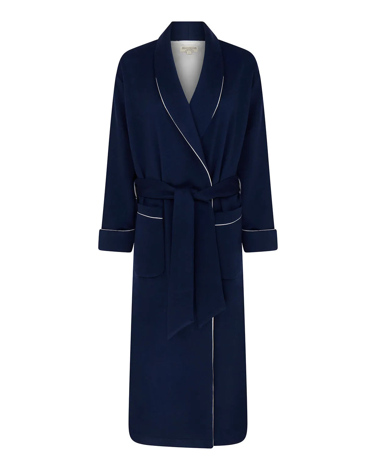 Women's Silk-Lined Cashmere Robe - Navy
